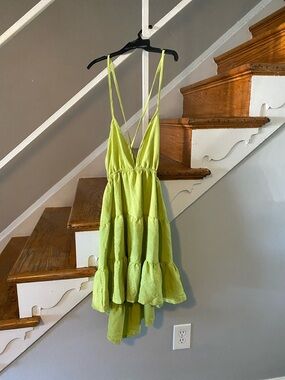 SHEIN Lime Green Ruffled Tiered Sundress